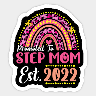 Promoted to Step Mom Est.2022 Rainbow Stepmother to Be New Stepmother Sticker